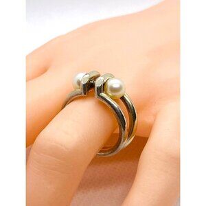 SOLD!!! Tiffany & Co Sterling Silver Hard Wear Pearl Ring 5.25 Sterling Siver